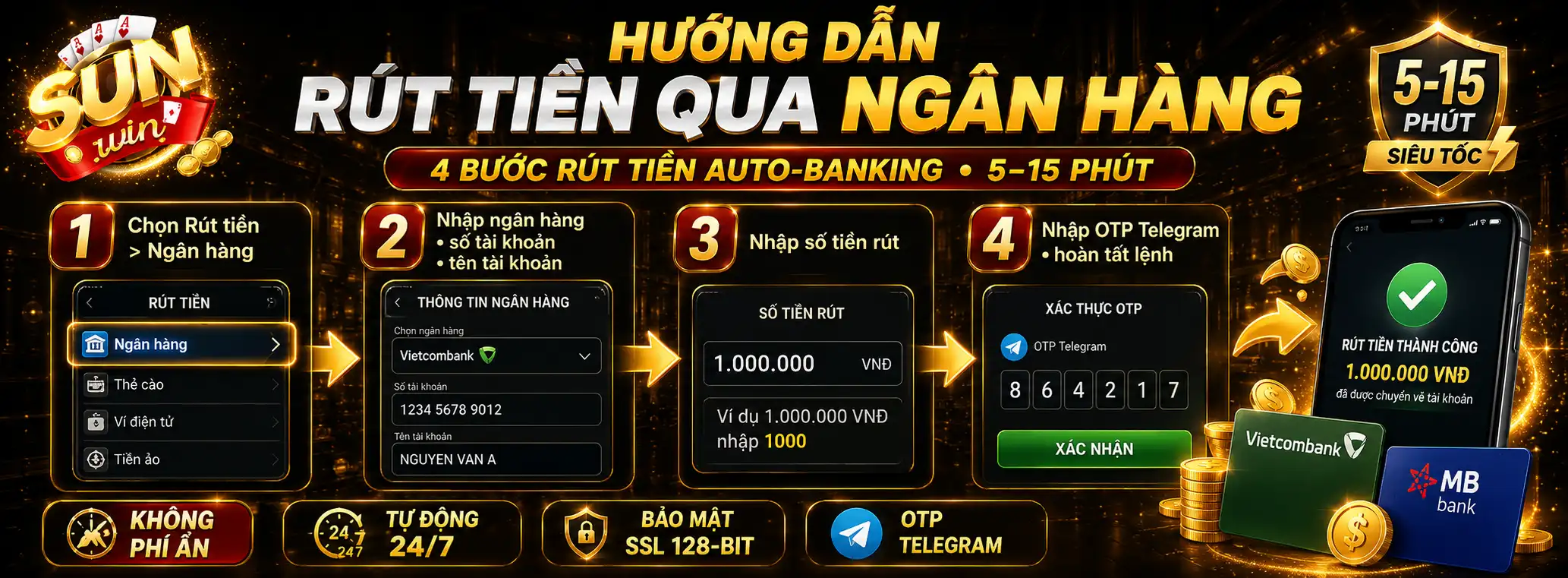 Hướng Dẫn Rút Tiền Sunwin An Toàn – Nhận Tiền Về Thẻ Sau 5 Phút 2 Hướng Dẫn Rút Tiền Sunwin